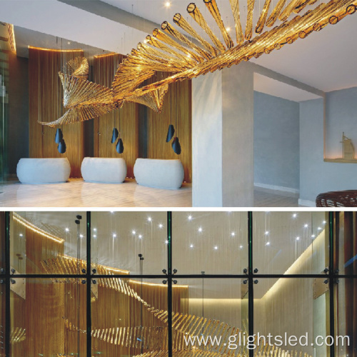 Golden glass hotel lobby modern chandelier pendant lamp